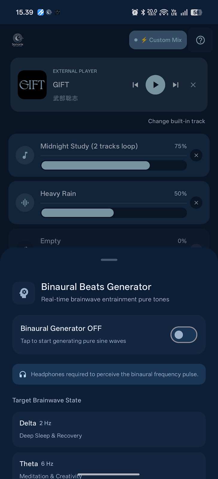 Sonorix Native Binaural Beats Generator